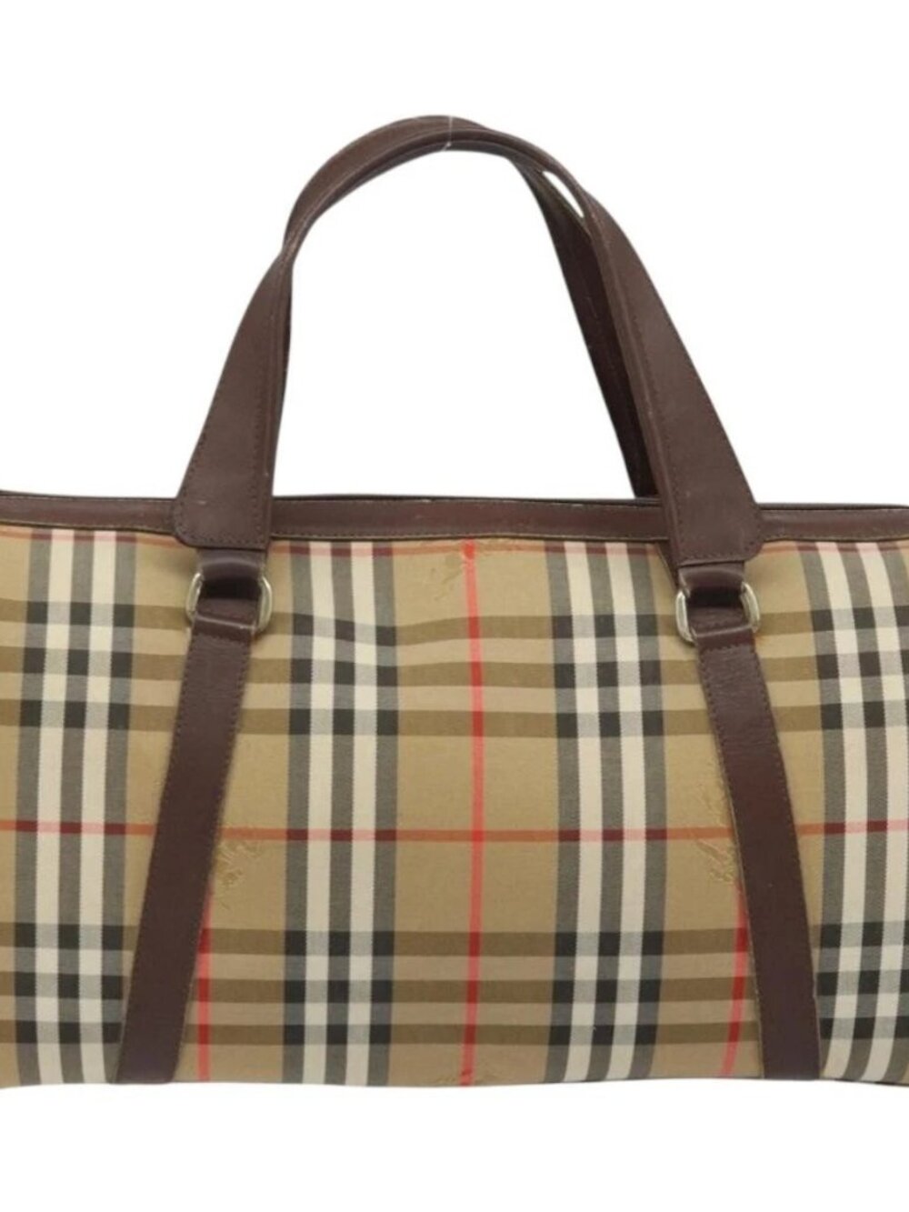 Burberrys Nova Check Boston Bag Canvas Beige Gold - Picture 3 of 16